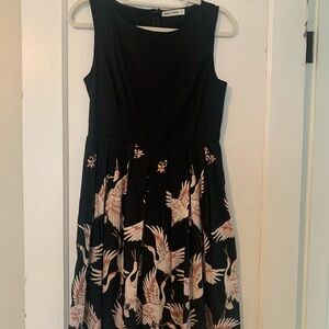 Black Crane Print Dress by Grace Karin